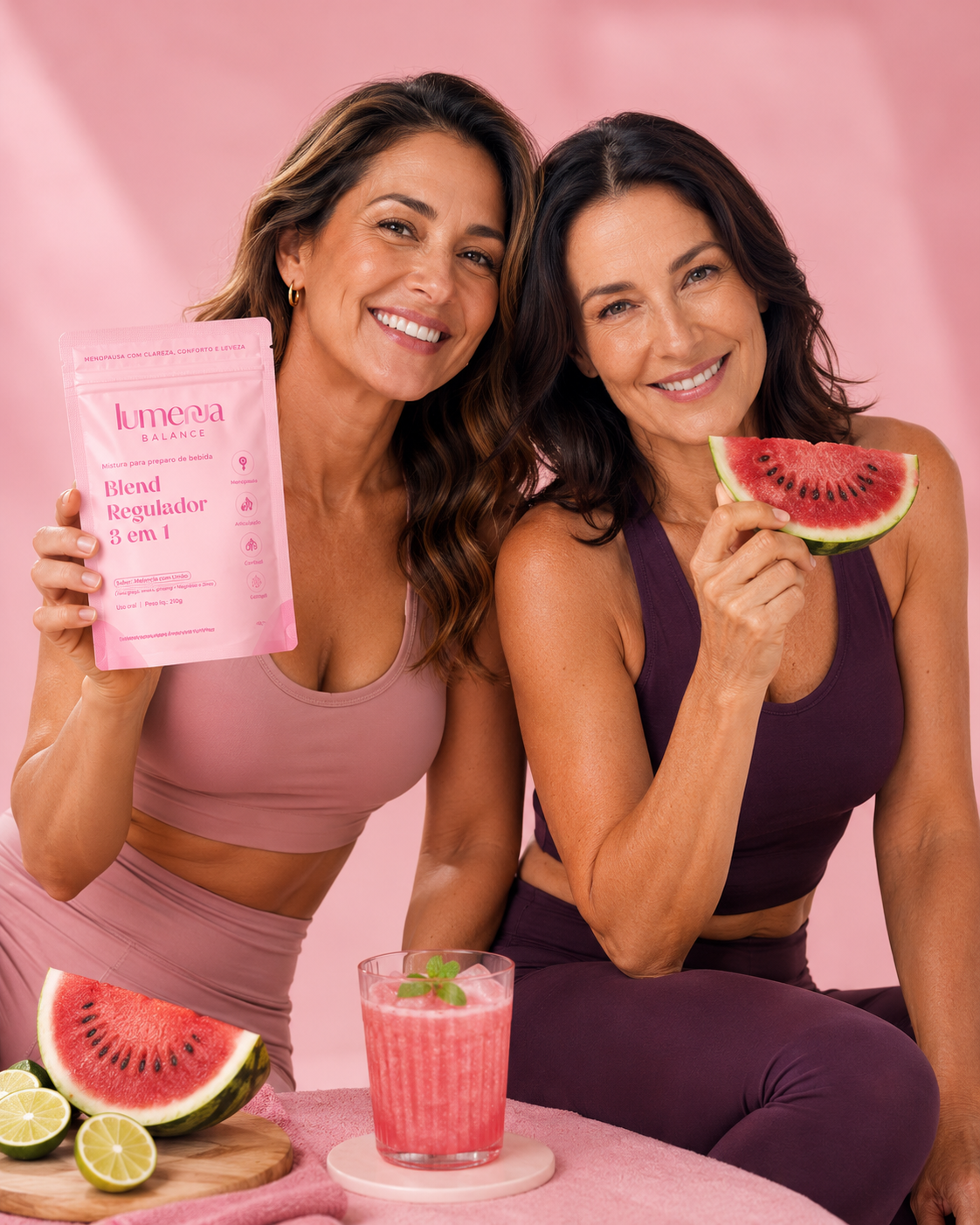 Lumenna Balance — mulheres com o sachê do Bloqueio Metabólico
